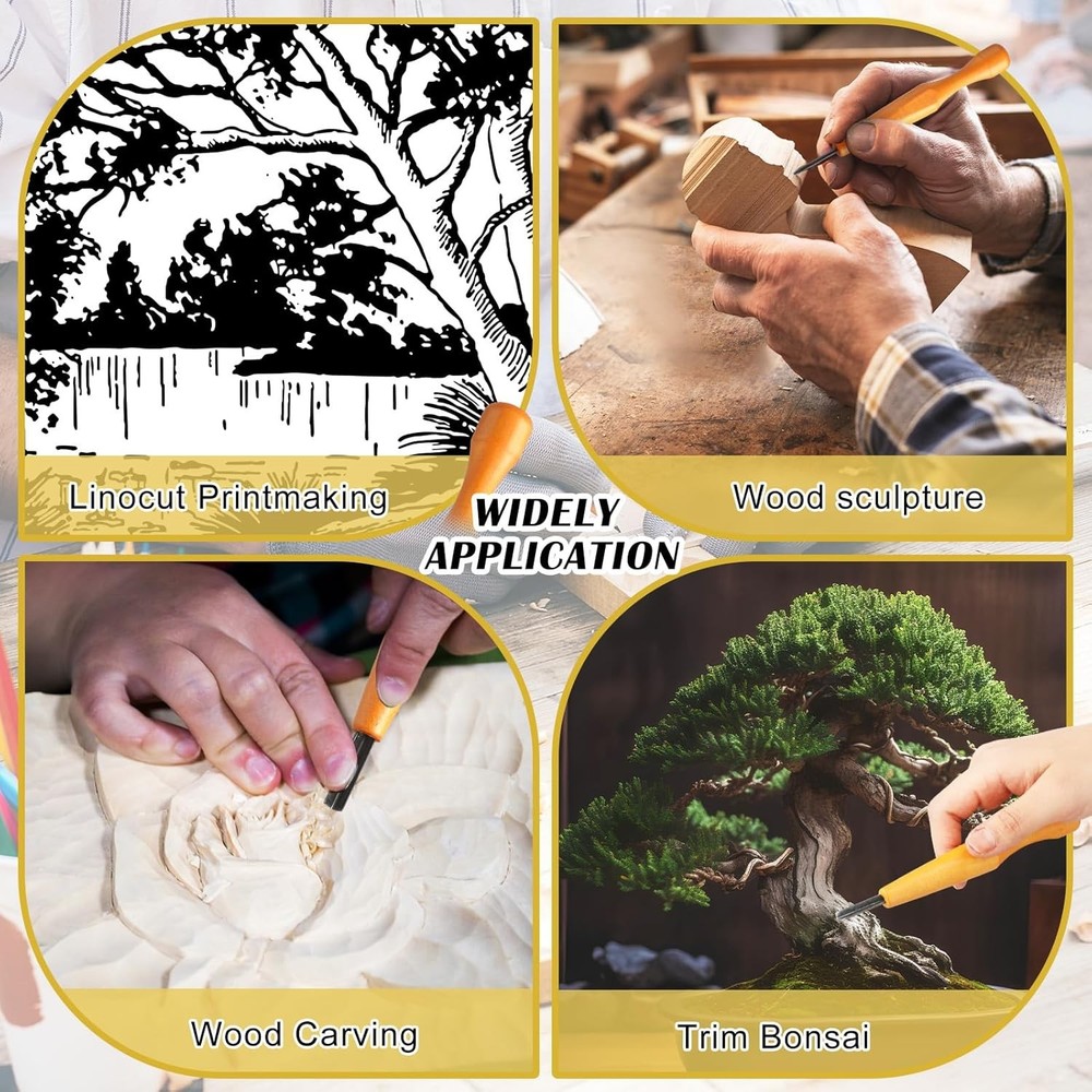 WILLBOND 5 Pcs Linocut Carving Tools Set - Triangular Linoleum & Wood Classic