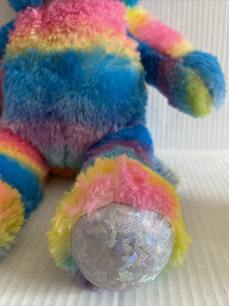 Build A Bear Workshop Rainbow Stripe Sparkle Bear 16” Plush Striped Stuffed Bear