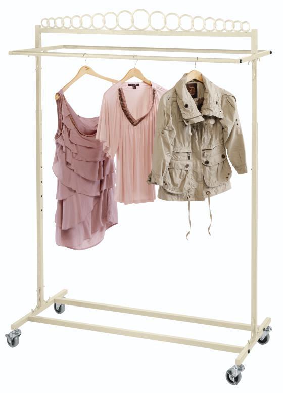 SSWBasics Boutique Ivory Double-Rail Rolling Clothes Rack