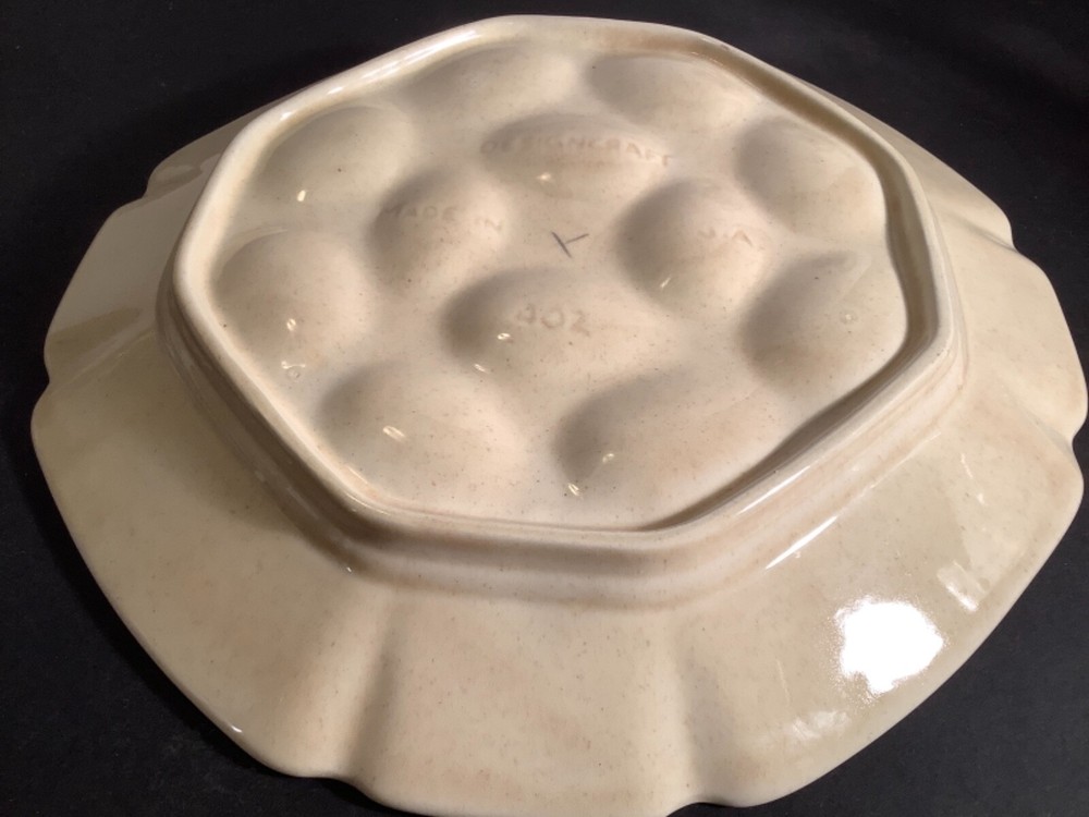 Vintage Designcraft Ceramic Deviled Egg Platter 11.5” Plate 402 Made in USA