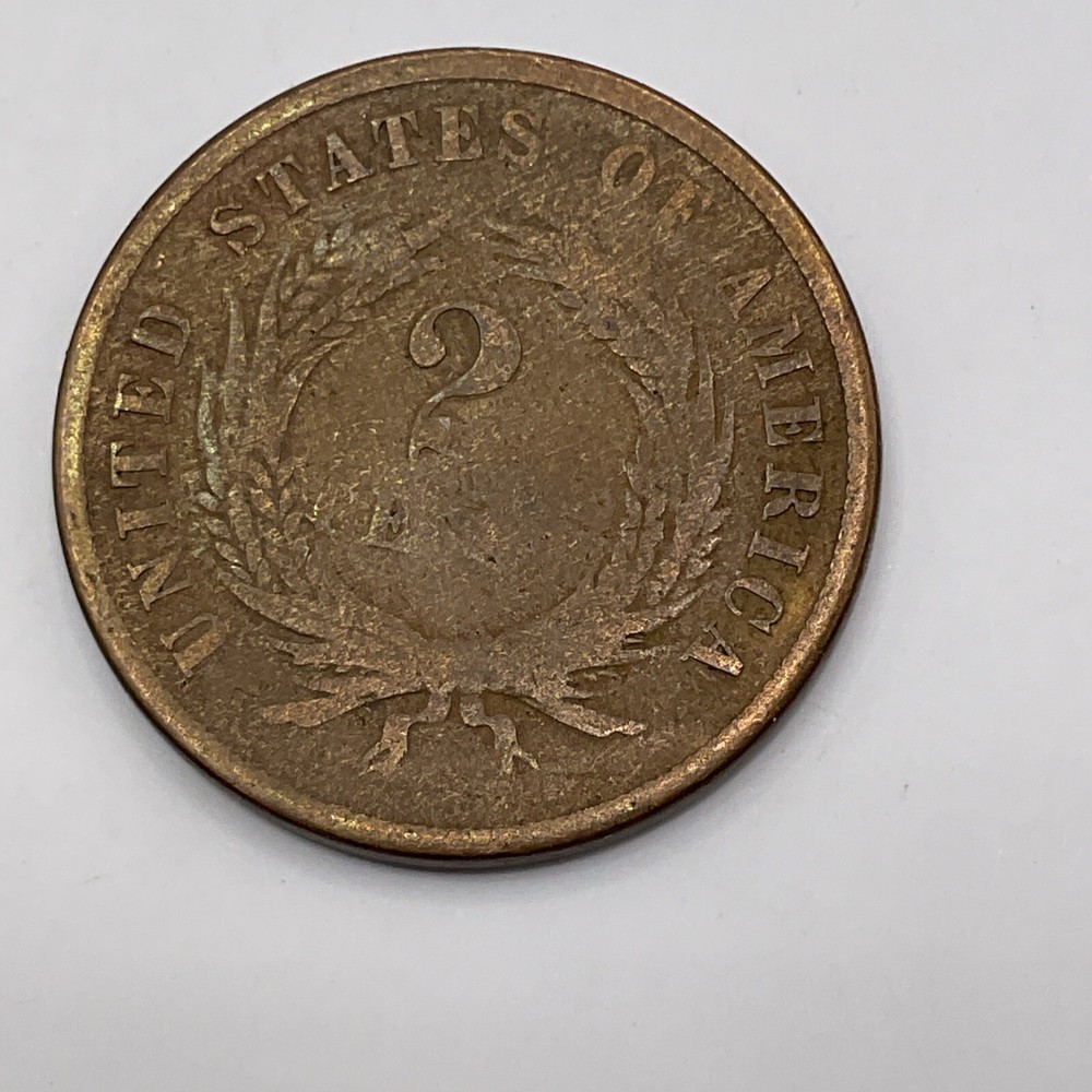 1865 Two Cent Piece Stamped With A 7