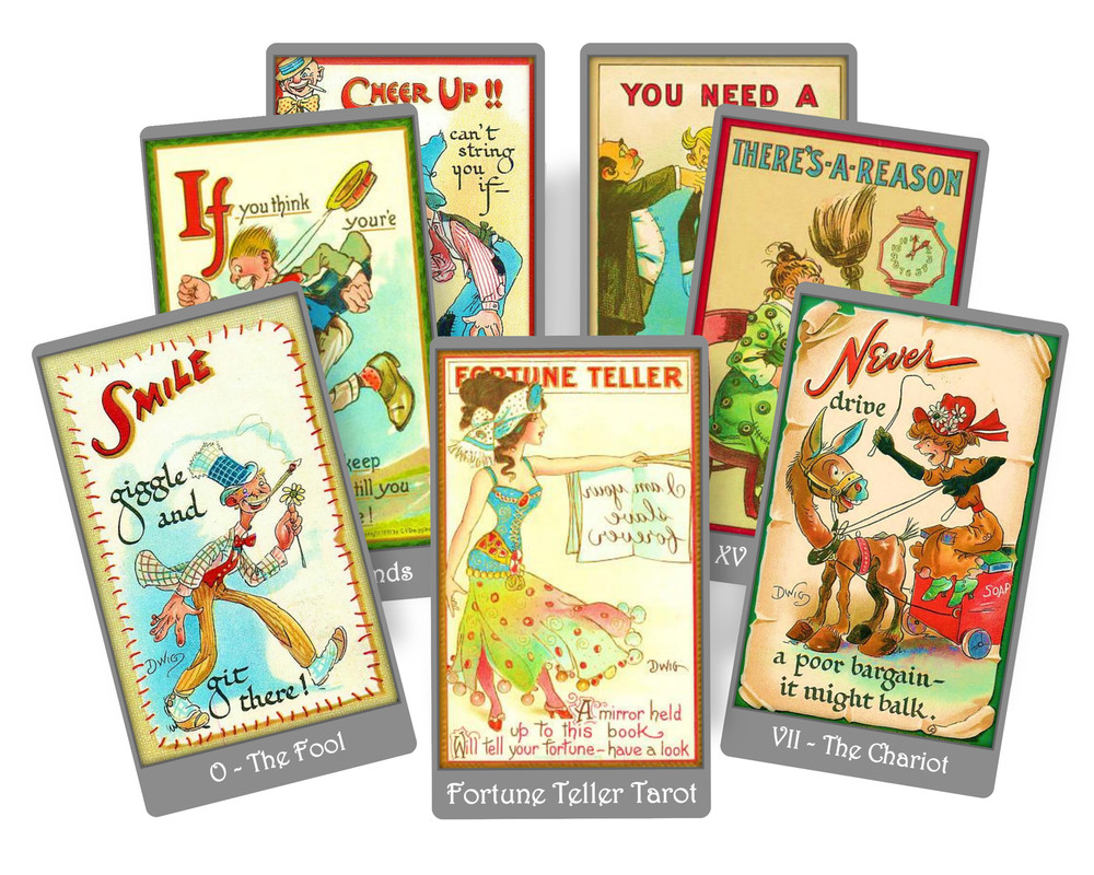 Comic Tarot deck. Vintage fortune teller tarot cards