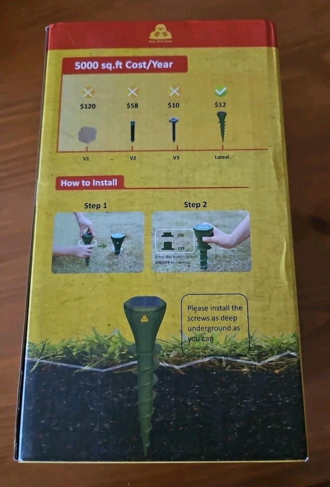 Solar Powered 8 Pack Mole Repellent. NIB