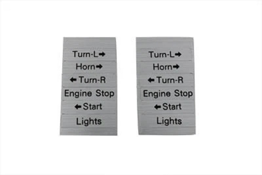 Handlebar Control Box Decal Set Silver and Black fits Harley Davidson V-twin