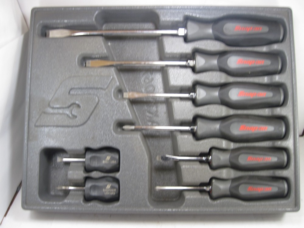 Snap On 8pc Combination Screwdriver Set With Tray Titanium NICE