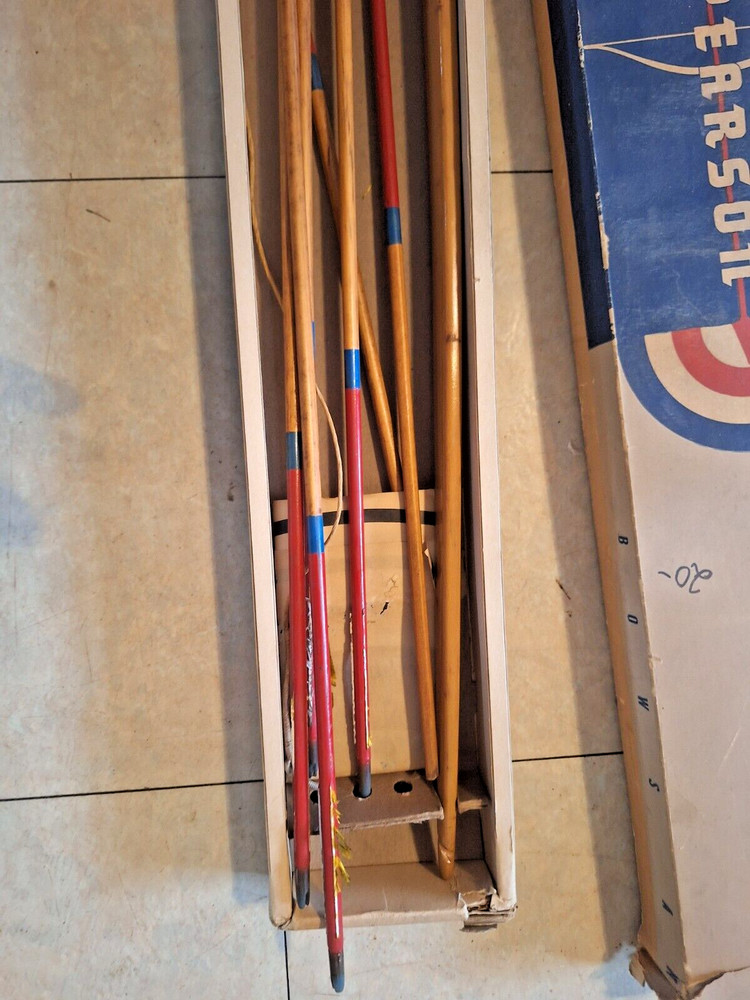 vintage ben pearson long bow archery set with original box