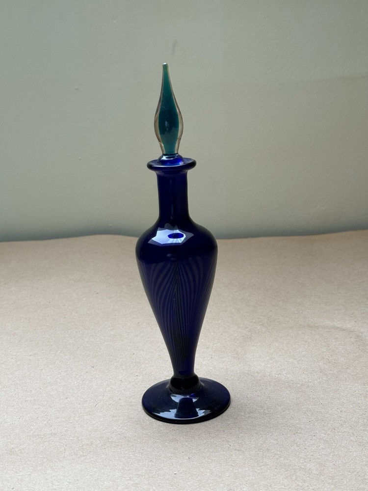 Lundberg Studios Cobalt Blue Feather Perfume Bottle
