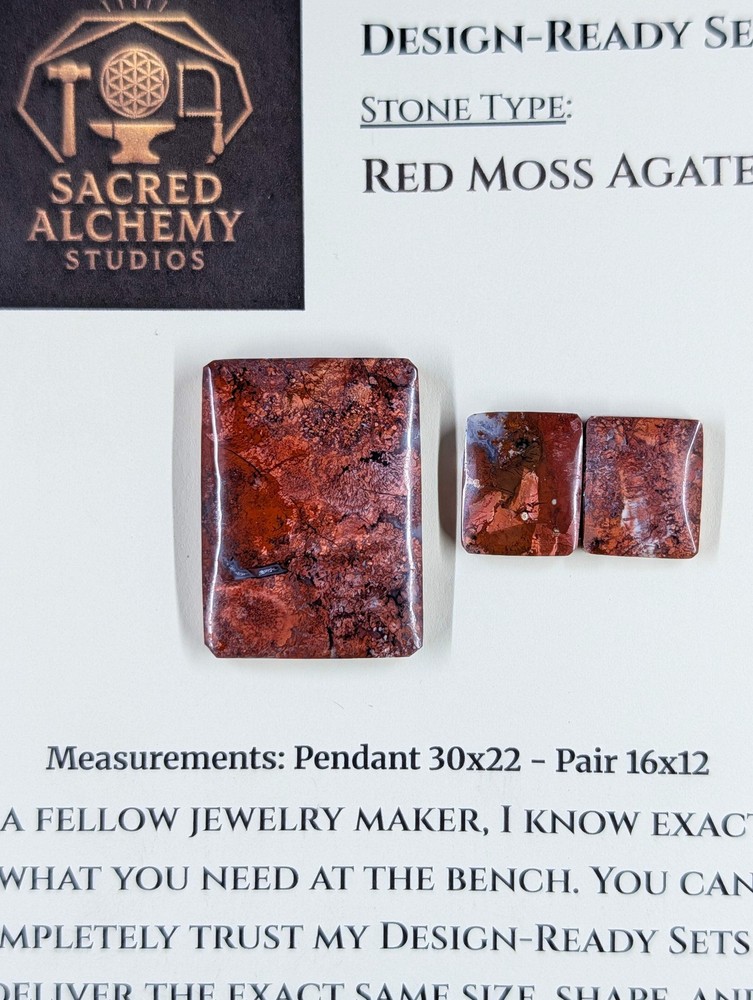 Rectangle Shape - Red Moss Agate - Design-Ready Sets