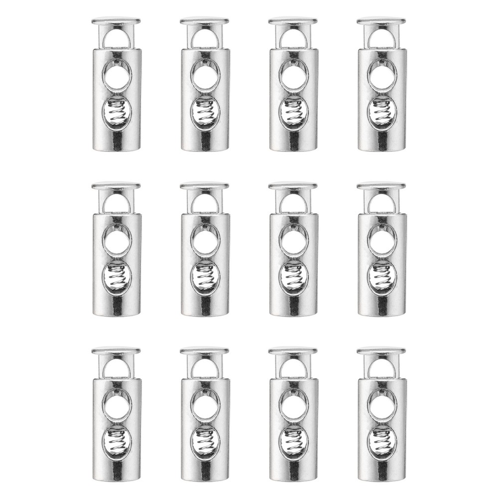 20pcs Metal Cord Locks, Double Hole Toggle Stopper Spring Cord Stops, Gray