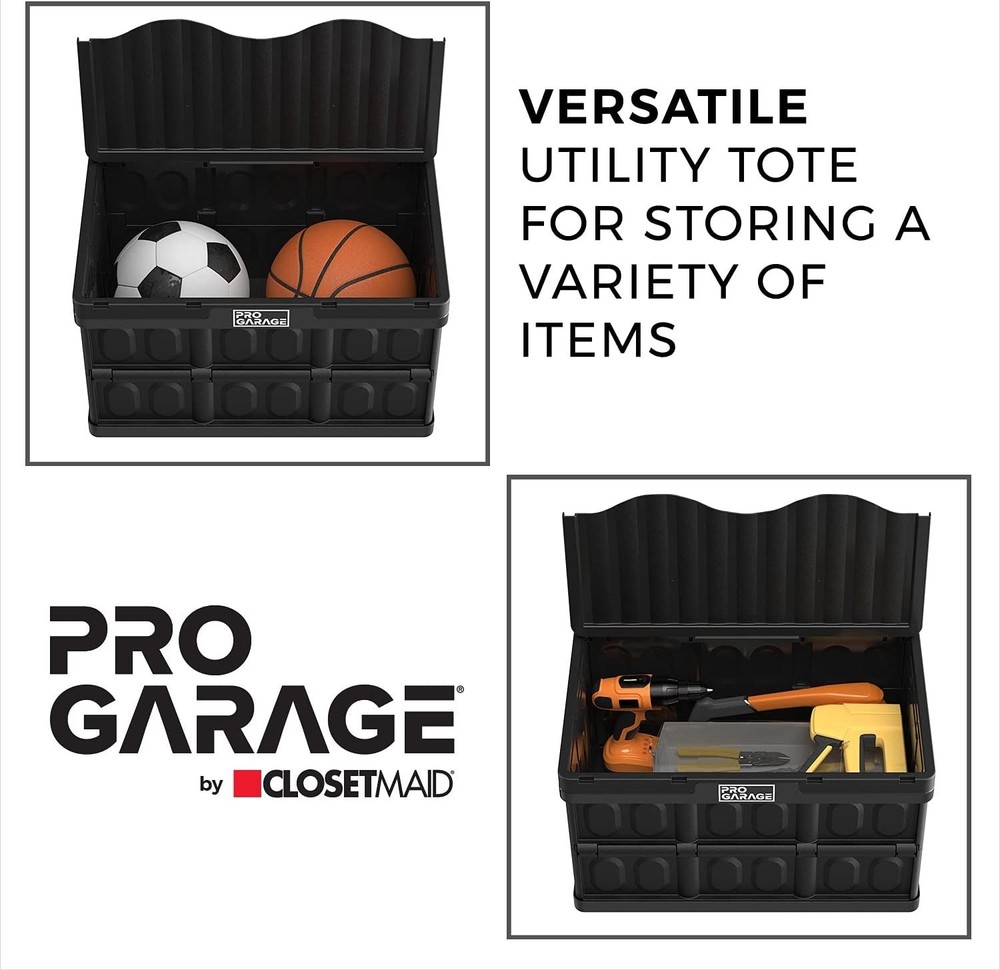 ProGarage 10848 12 Quart Utility Storage Tote Container Black