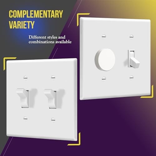 ENERLITES 5 Pack Double Toggle Switch Cover, Two Gang Light Switch Wall Plate, S