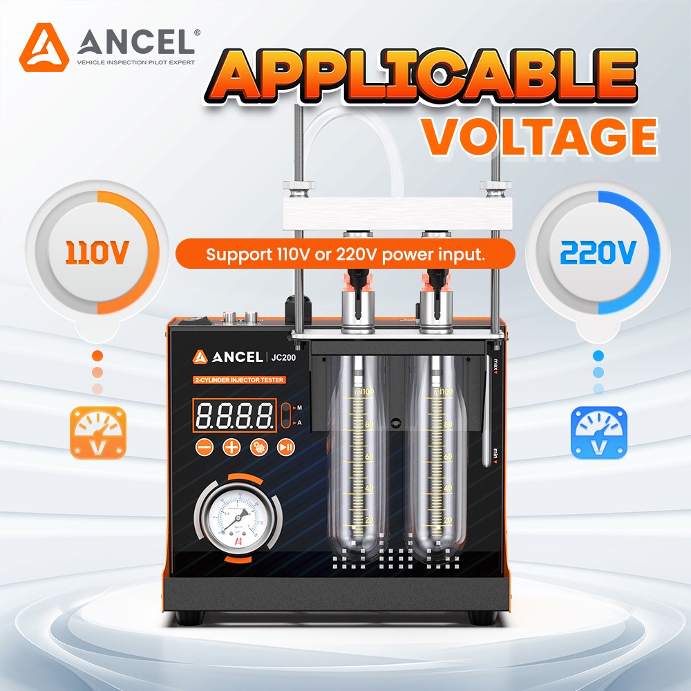ANCEL JC200 2-Cylinder Injector Cleaner with Spray Pattern and Flow Test功能