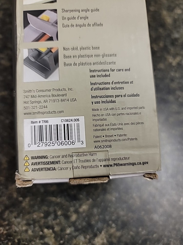 Smith's Sharpener 6" Tri-Hone Sharpening System Med/Fine/Coarse Knives & Tools