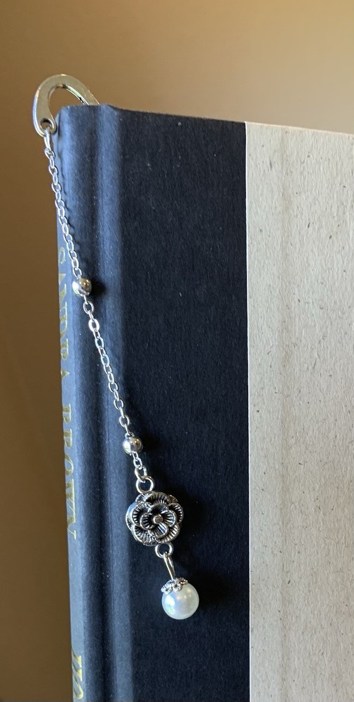 Metal Bookmark With Flower Charm - Handmade