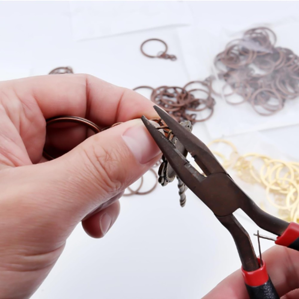 50Pcs Keychain Key Ring with Chain Bulk Split Chain,1.1 28mm, Black