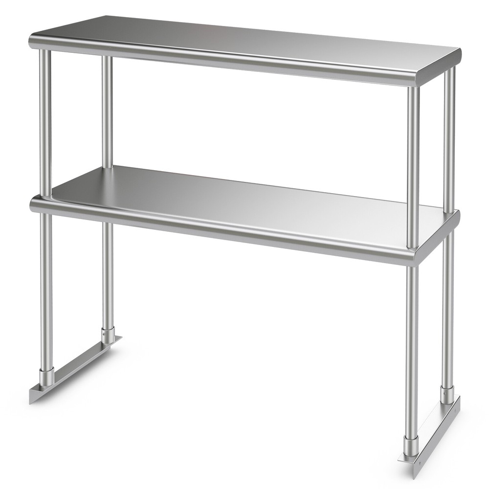 2-Tier Overshelf for Prep & Worktable Stainless Steel Adjustable Lower Shelf 36"