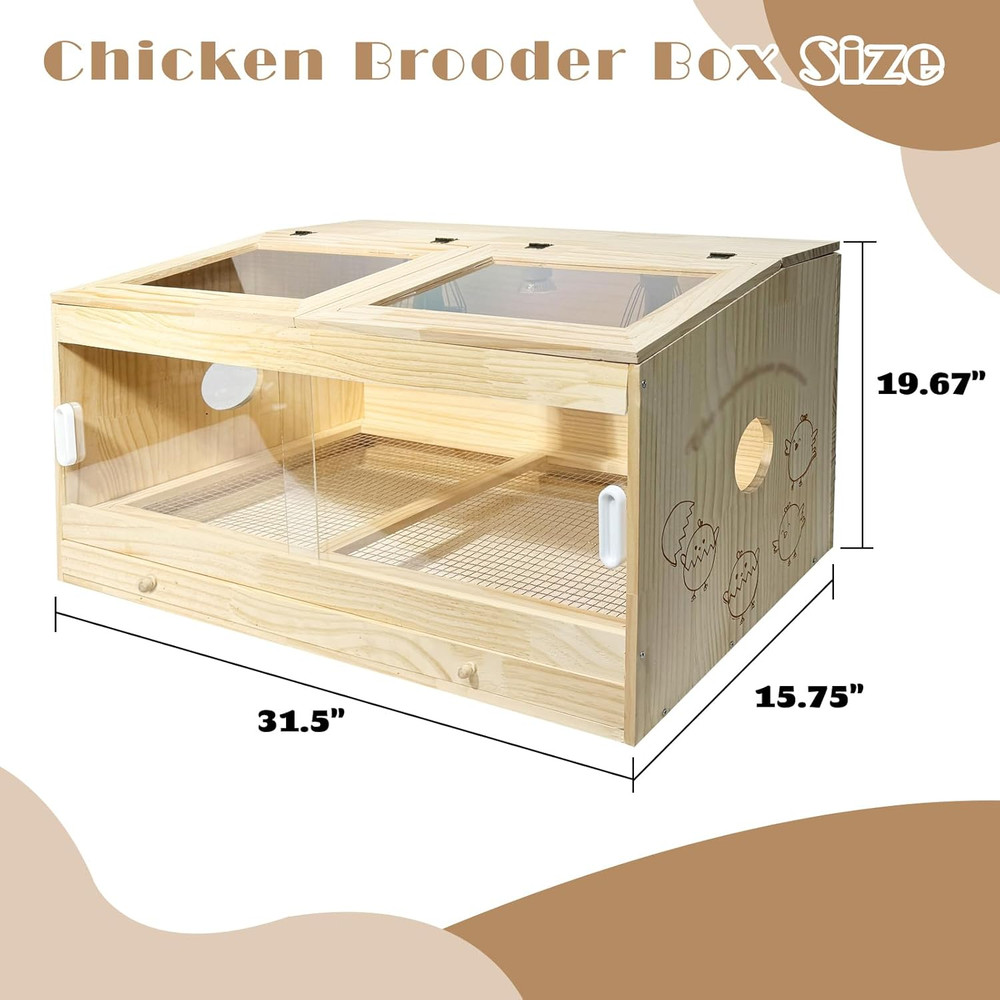 25-Piece Large Chicken Brooder Box 32", Drawer Manure Separation, All-In-One Kit