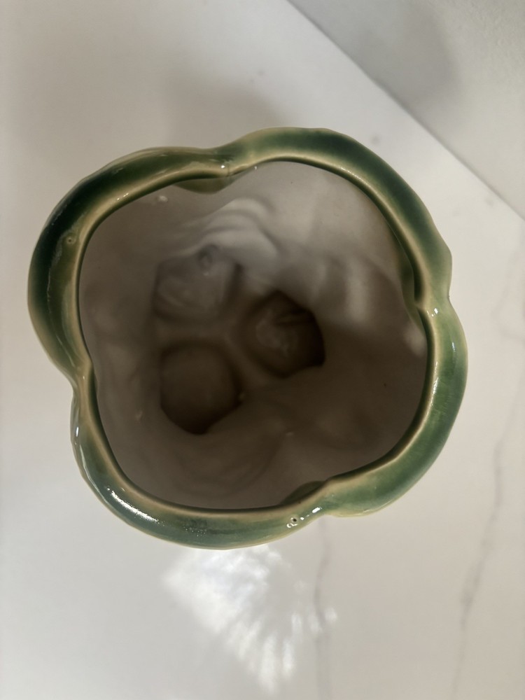Vintage Majolica Frog Glazed Ceramic Planter