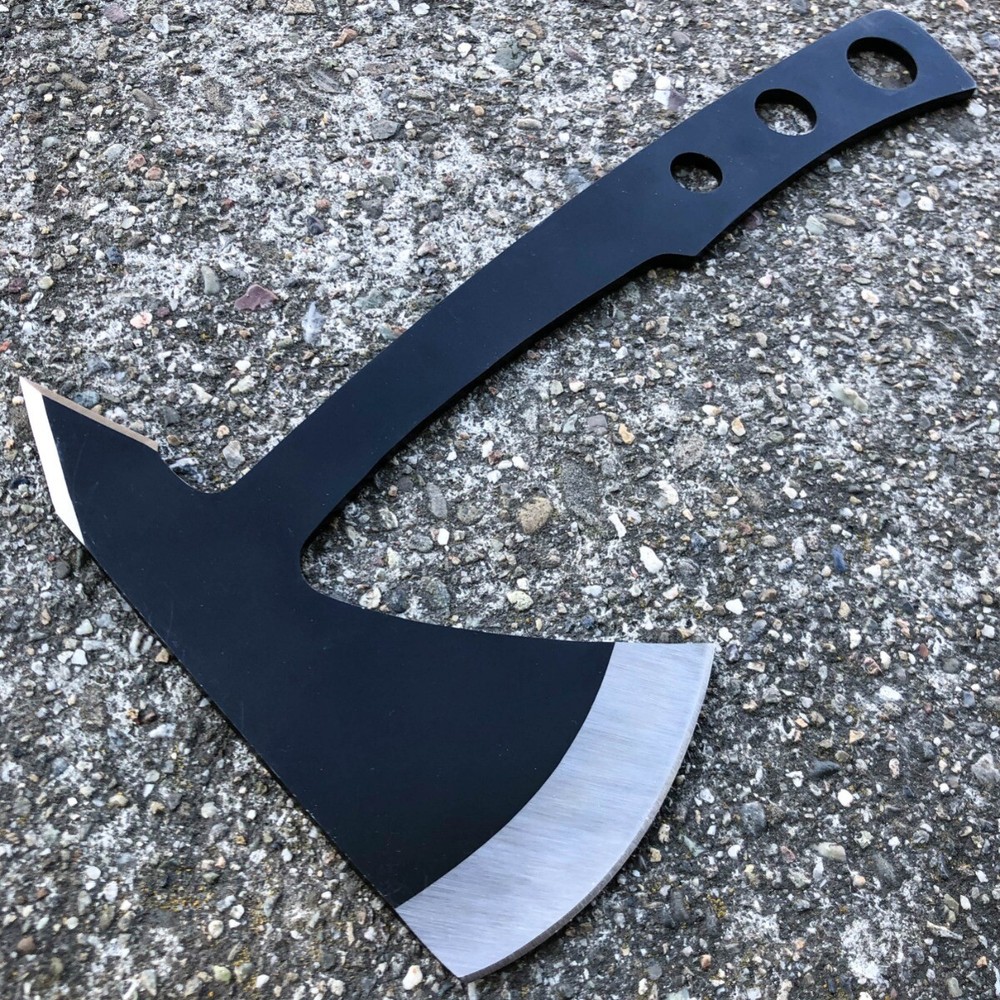 2 PC Black Tactical Axe TWIN Double Blade Head Tomahawk Hatchet Throwing Knife