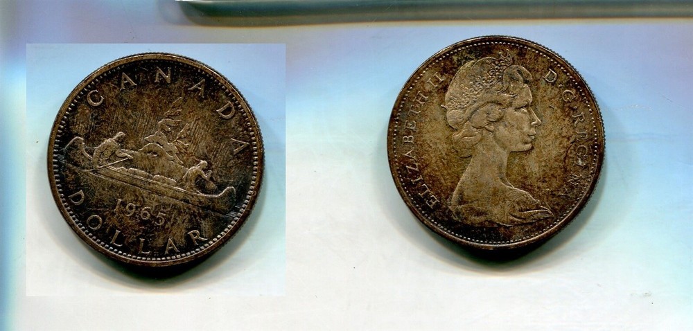 CANADA 1965 TYPE 2 SMALL BEAD BLUNT 5 SILVER DOLLAR CHOICE BU 6436Q