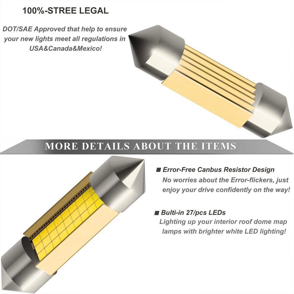 Gorromp White LED Dome Map Light Bulbs for Ford F150 Lighting