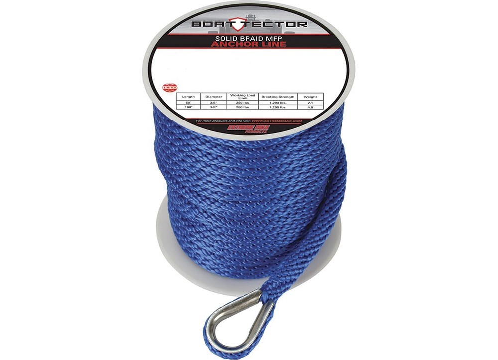 Extreme Max 3006.2705 BoatTector Solid Braid MFP Anchor Line/Thimble 3/8" x 150'