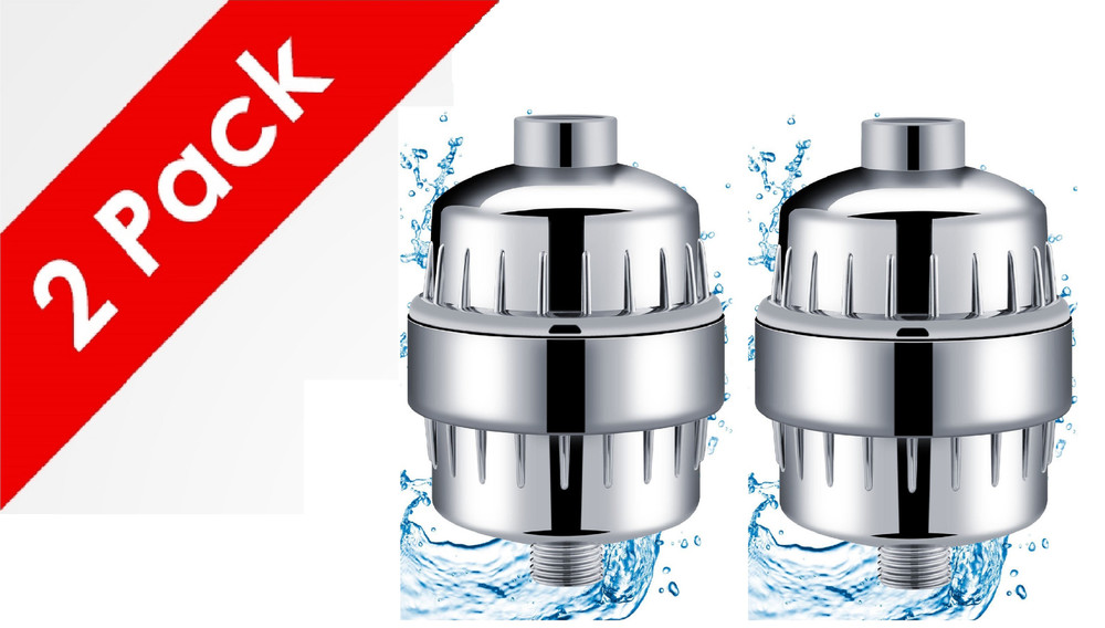 (2-pack) High-Output Shower Filter w/ Replaceable Multi-Stage Cartridges.