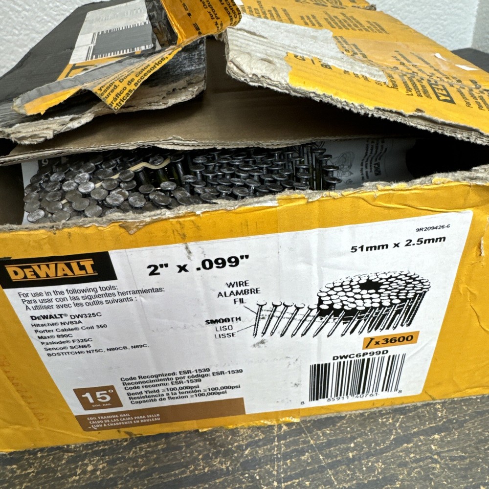 Dewalt 15Â° Collated Framing Nail Bright 2" DWC6P99D Missing 1 Rolls