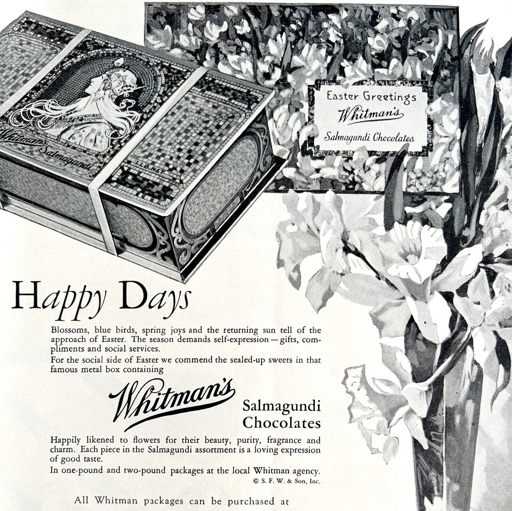 Whitman's Salmagundi Chocolates Easter 1929 Advertisement Candy DWCC14