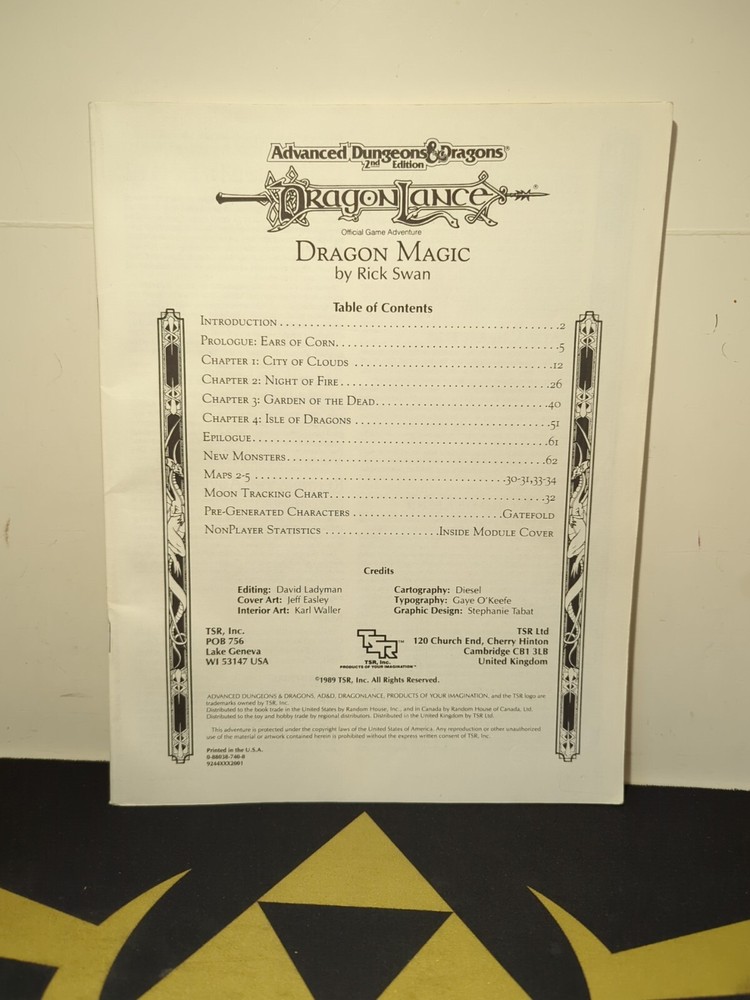 TSR Dragonlance DLE2 Dragon Magic 9244 Advanced Dungeons & Dragons With Map