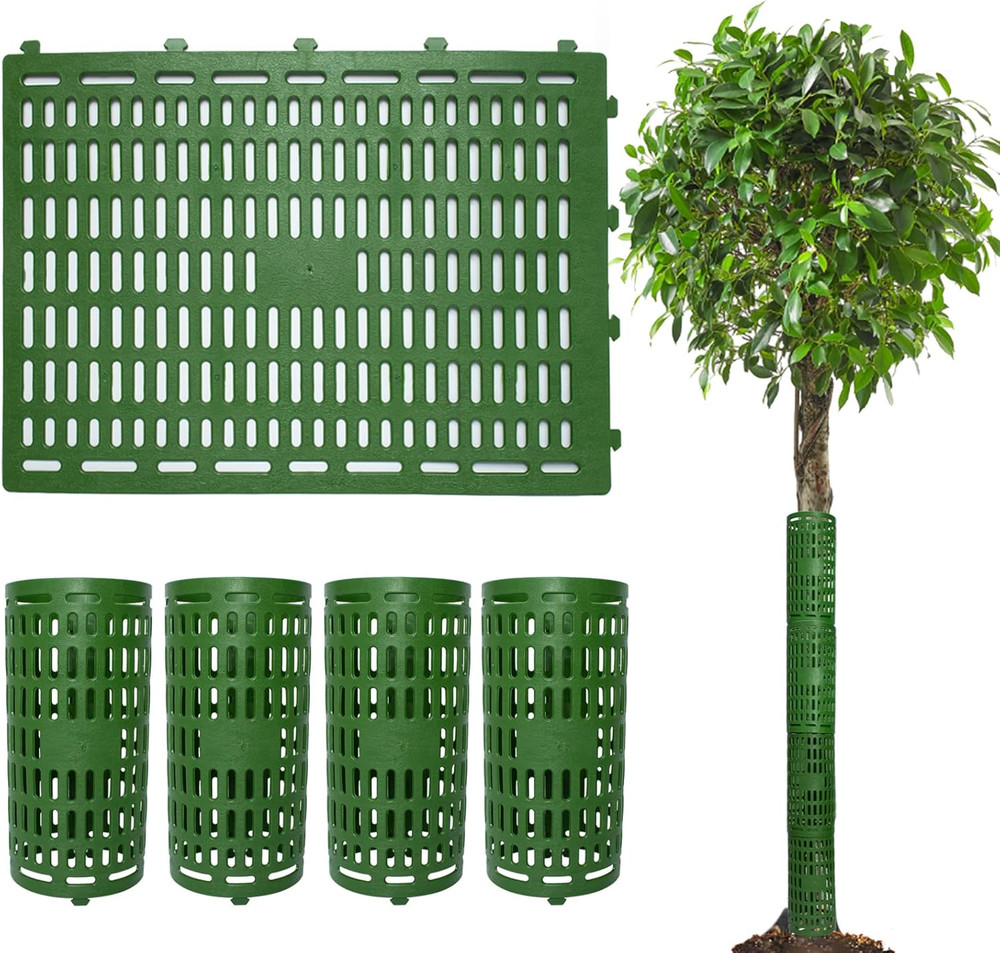 4 Pack Tree Trunk Protectors 15" X 10" Expandable Weather-Proof Mesh Tree Bark P