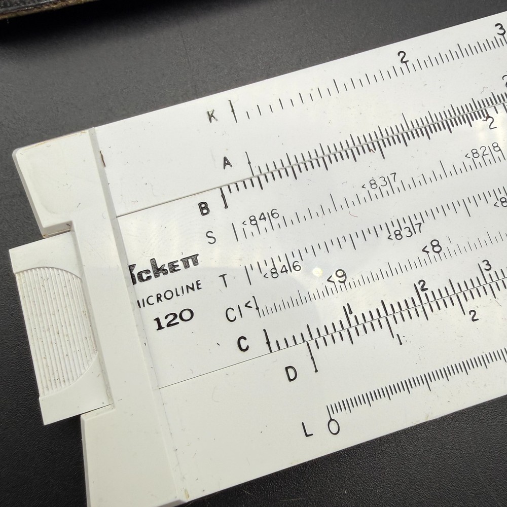 Vintage Pickett Microline 120 Slide Rule, Original Case, Instructions, Nice
