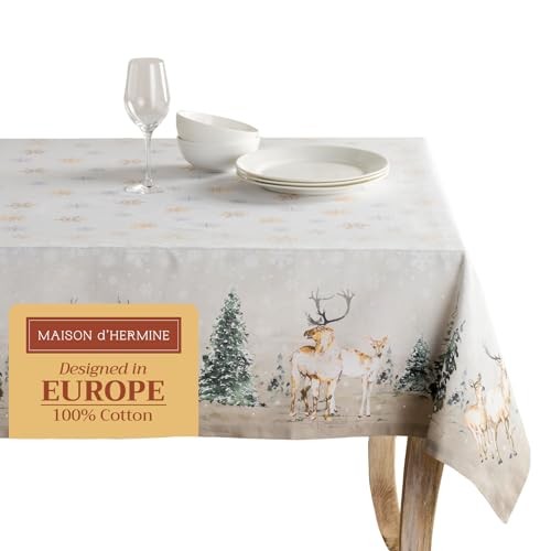 Table Cloth Rectangle Table 108" x 60" (Rectangular) 01 - Deer in the Woods