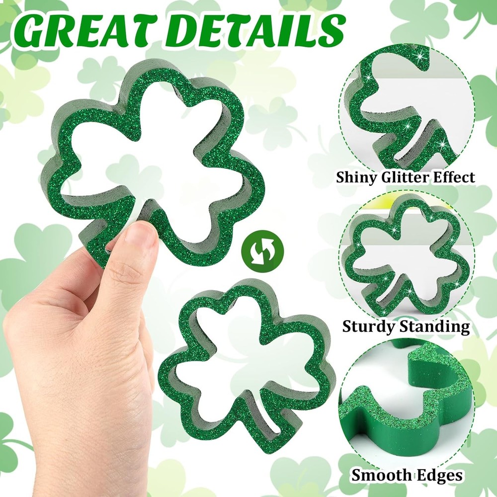 COCHIE St. Patrick's Day Shamrock Decorations, Wooden Saint Patrick Multi