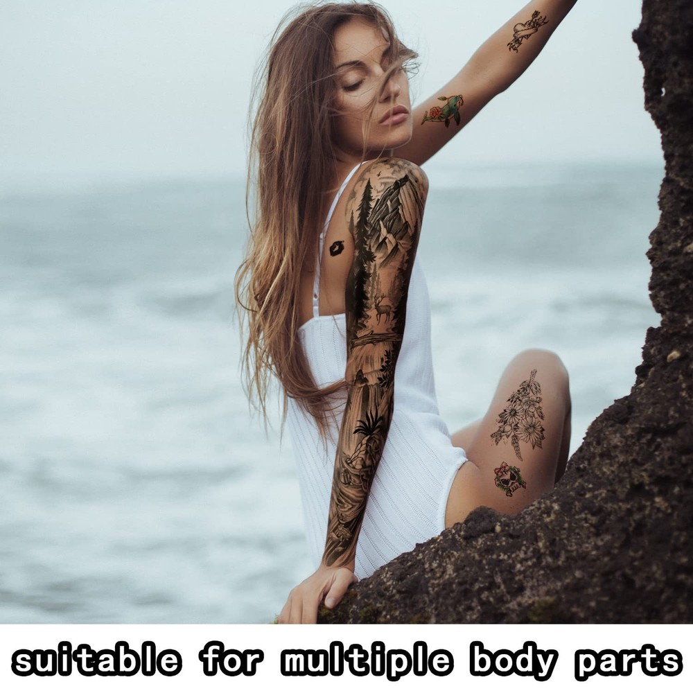 46 Sheets Full Arm Temporary Tattoos Waterproof For Large, eagle