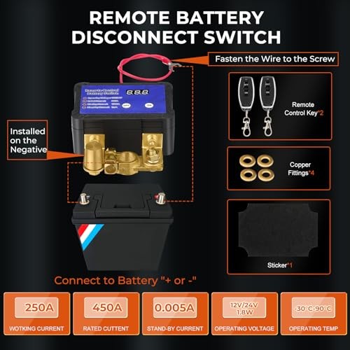 Kill Switch with Voltage Display Remote Battery Disconnect 12V/24V 240A