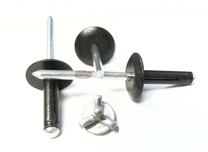 Flat Black 3/16" Large Head Tri-Fold Exploding Aluminum Mandrel Pop Rivets 25...