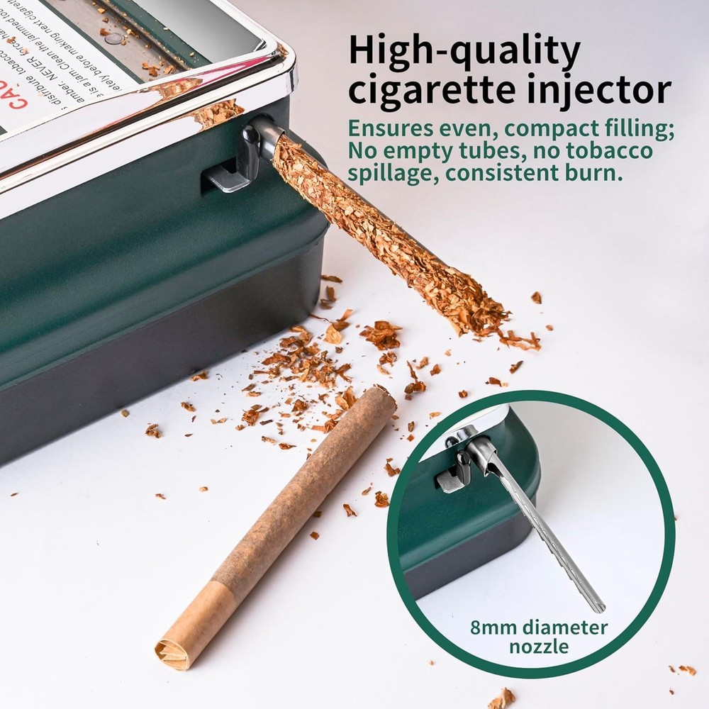 Cigarette Rolling Machine + Cigarette Case + 20pcs Unbleached Filter Tubes, M...