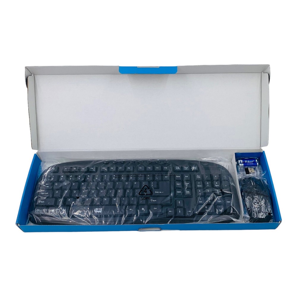 Adesso Wireless Desktop Keyboard and Mouse Combo, Black