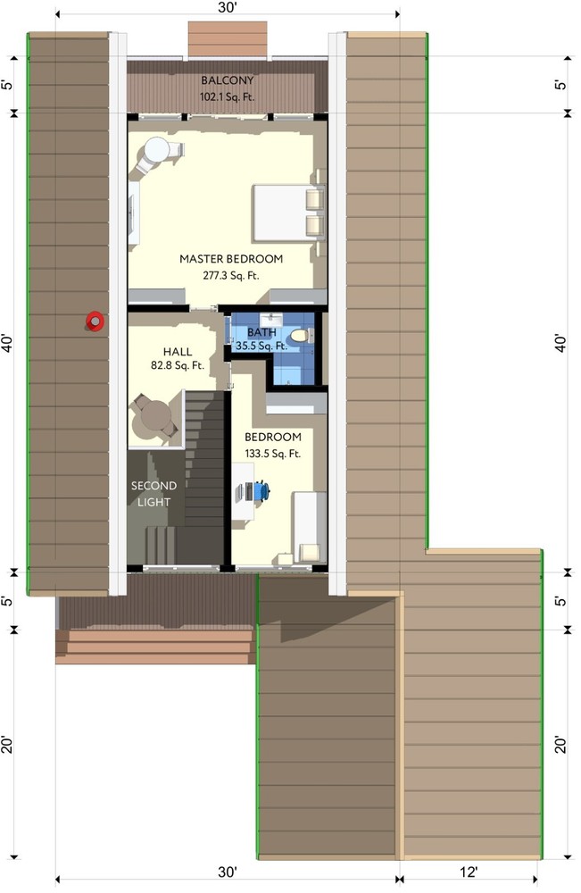 42'x70' 2 Bed, 2 Bath A-Frame Cabin Architectural Build Plans PDF Download