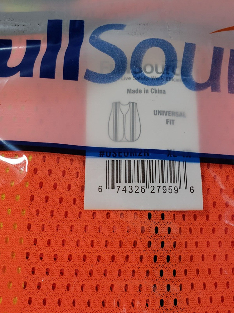 NEW FULLSOURCE Safety Vest Poly Mesh Bright Orange Reflective Strips XL - 4X