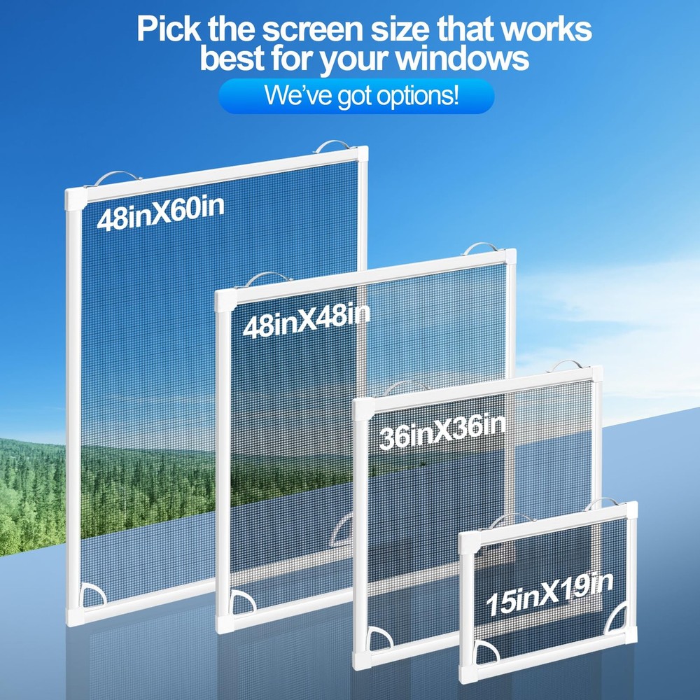 2 Sets Window Screen Frame Kit 48inX60in Fiberglass Window Screen Replacement...