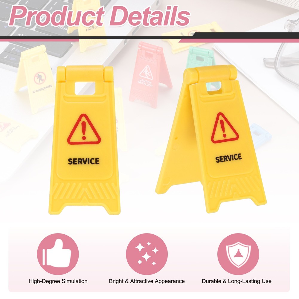 Miniature Warning Sign, Service Signs (Yellow, 2pcs)