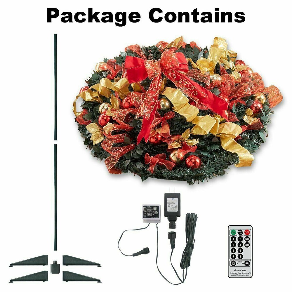 6ft Pop Up Pre Lit Christmas Tree Pull Up Xams Decor Tree 200 Lights Collapsible