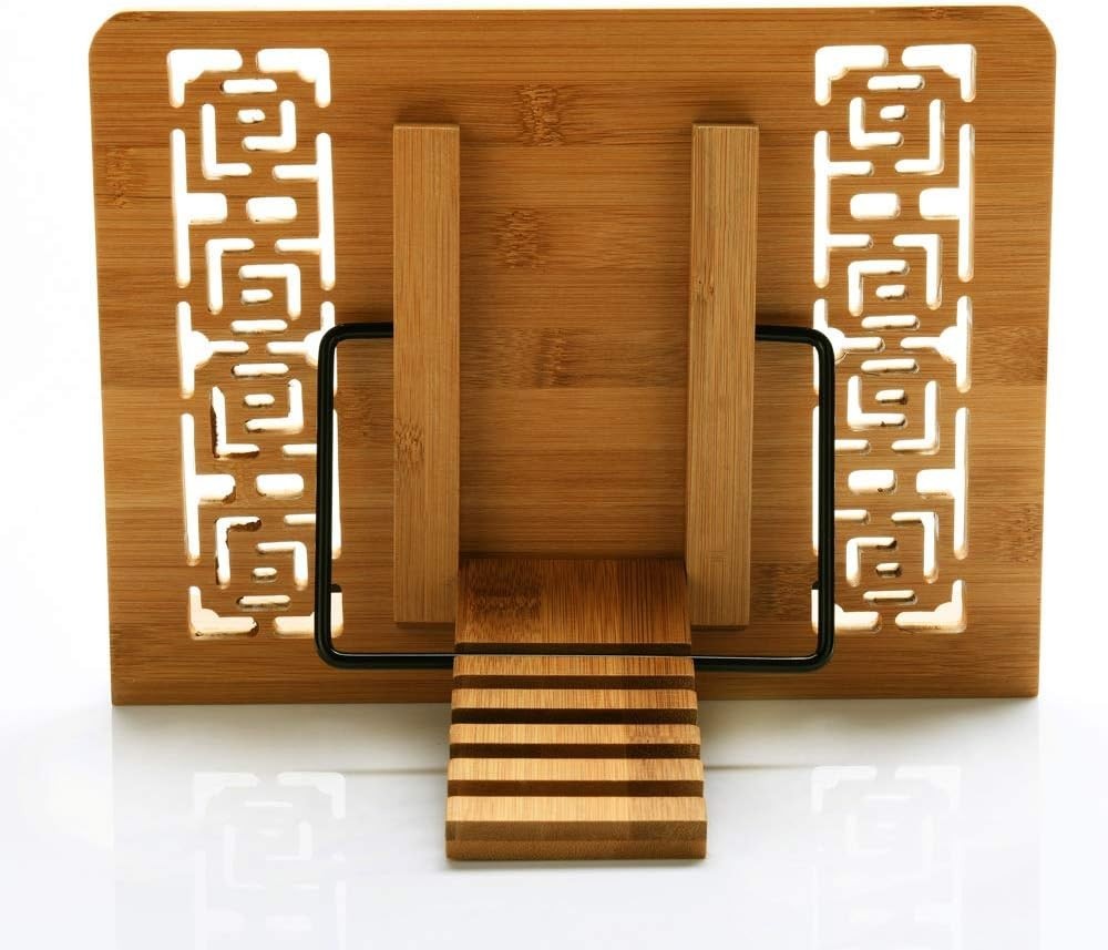 Large Adjustable Bamboo Book Stand for Hands-Free Reading - Modern Design