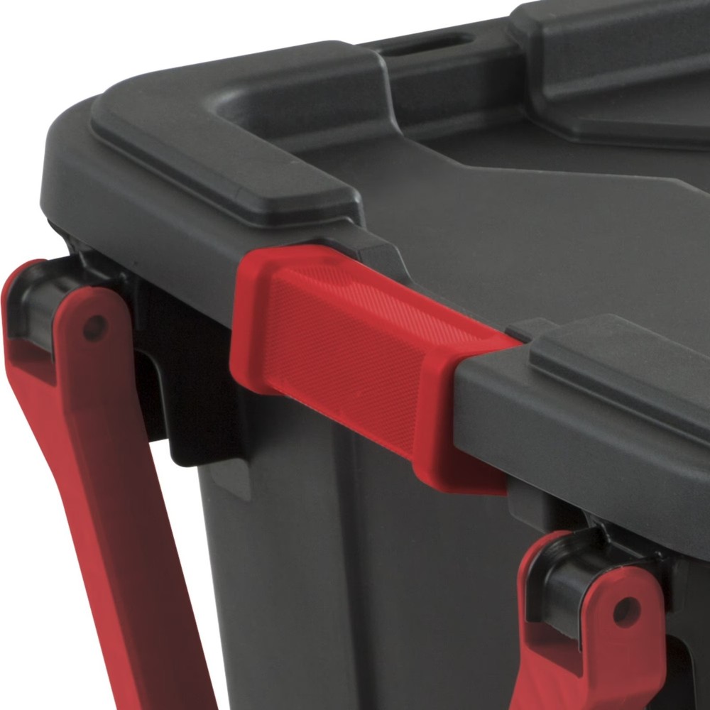 2-Pack 40 Gallon Wheeled Industrial Storage Tote Bin Latch Lid Stackable Black