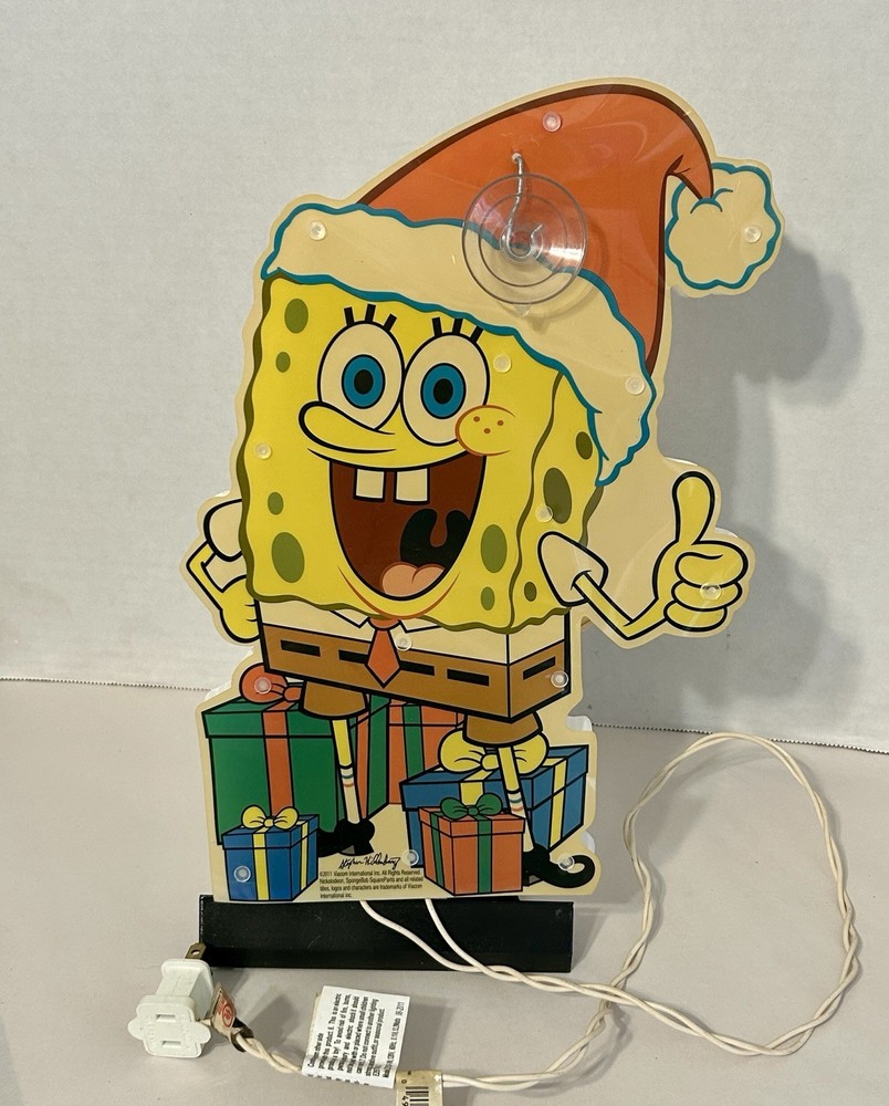 SpongeBob SquarePants 2011 Nickrlodeon 12”x 9” Christmas Light Plug In