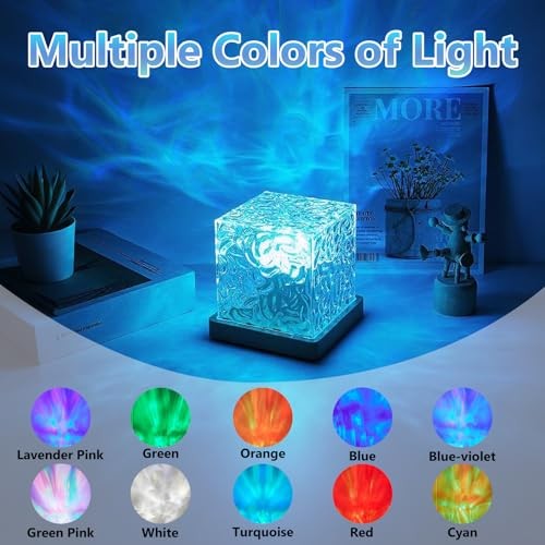 Lights Projector Rechargeable, Touch Cube Color Changing Light with Ocean Wave