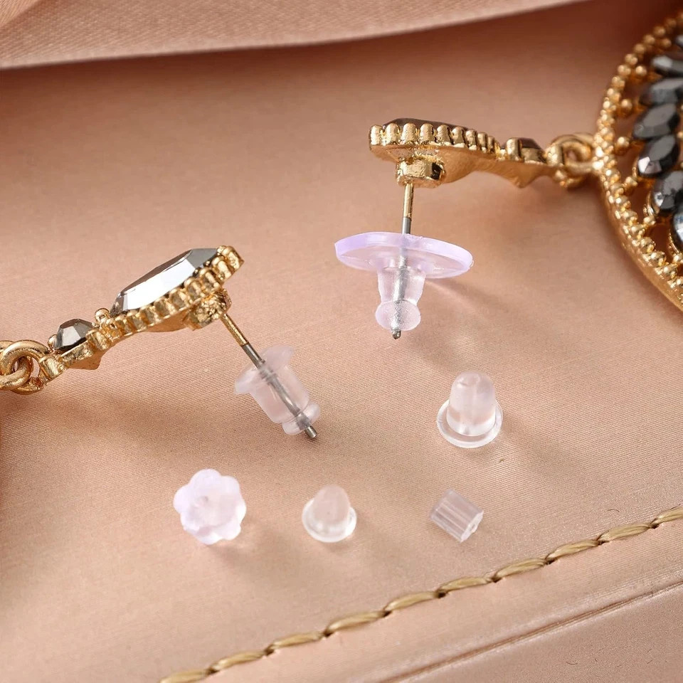6 Styles Silicone Earring Backs for Studs, 600 Pcs Clear Soft Earring Backings H