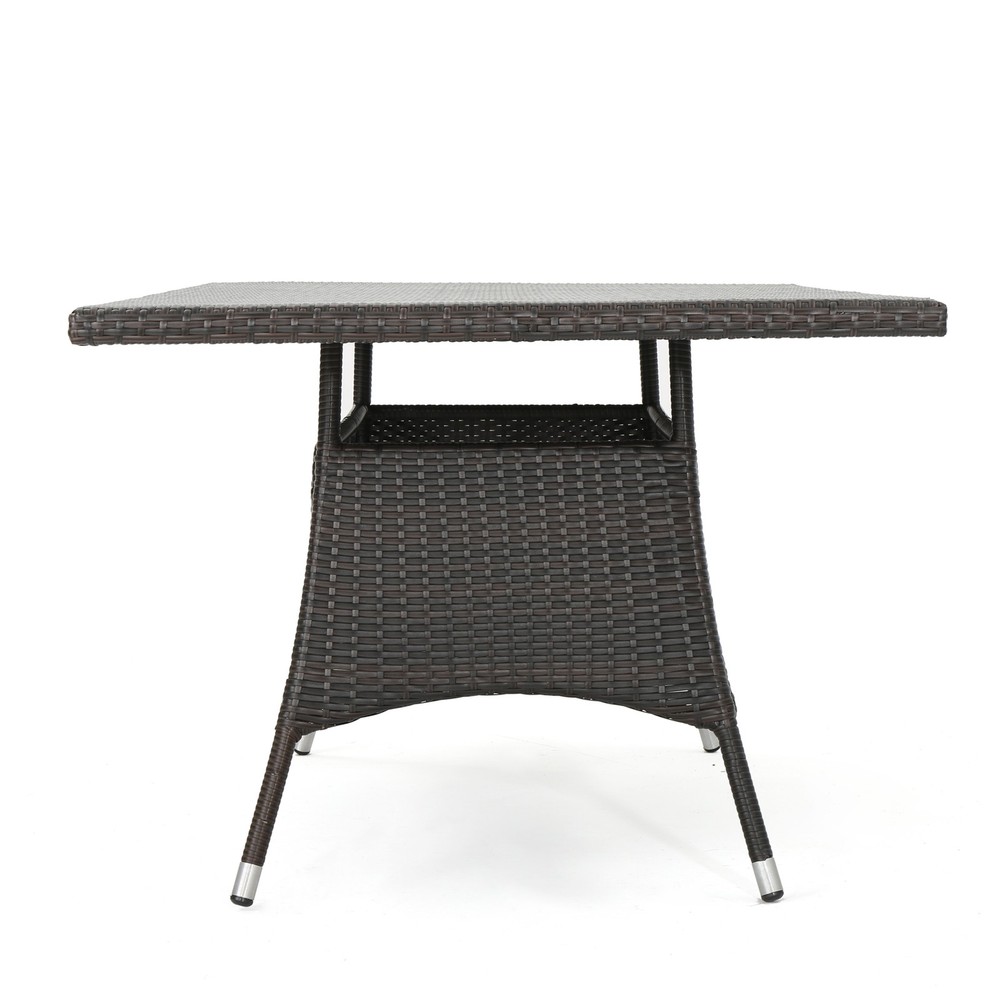 CORSICA Rectangular Outdoor Dining Table Brown PE Rattan Wicker Iron Frame